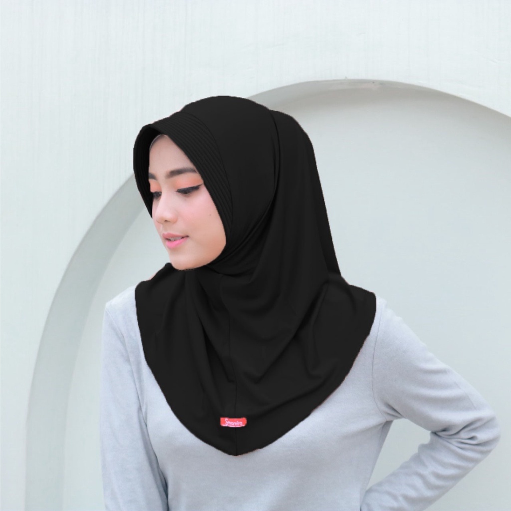 [Sh ]sproty hijab hijab sport jilbab sport olahraga instan pet terlaris bergo hamidah hijab instan size M-Hitam