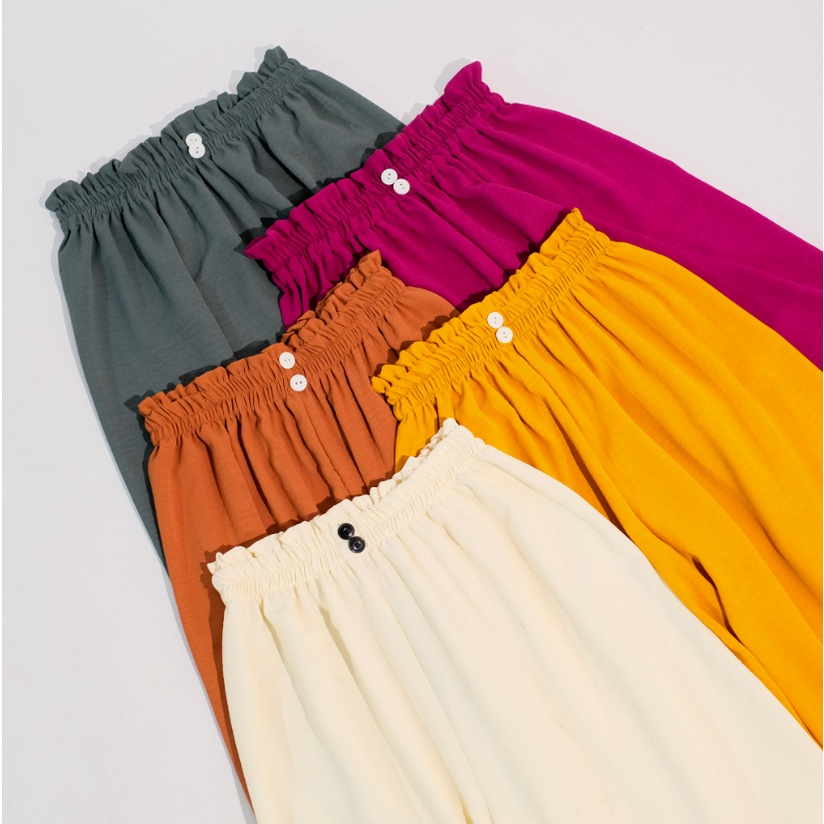 (KJI) CELANA KULOT SIENNA KANCING BAWAHAN PANTS WANITA CRINKLE AIRFLOW