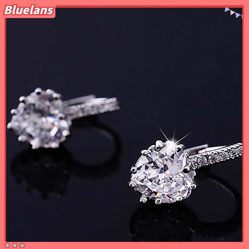 Bluelans Earrings Rhinestone Inlaid Heart-shape Design Alloy Heart-shape Design Leaverback Earrings