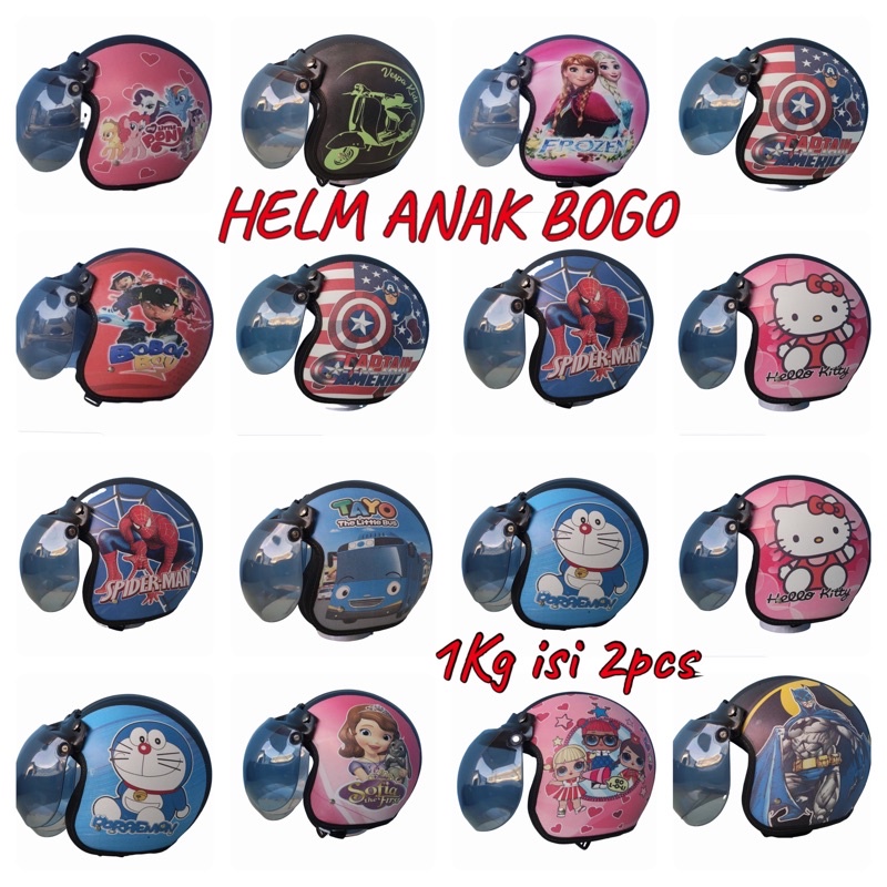 Helm Bogo Anak Retro Usia 2-6 Tahun Berbagai Macam Karakter