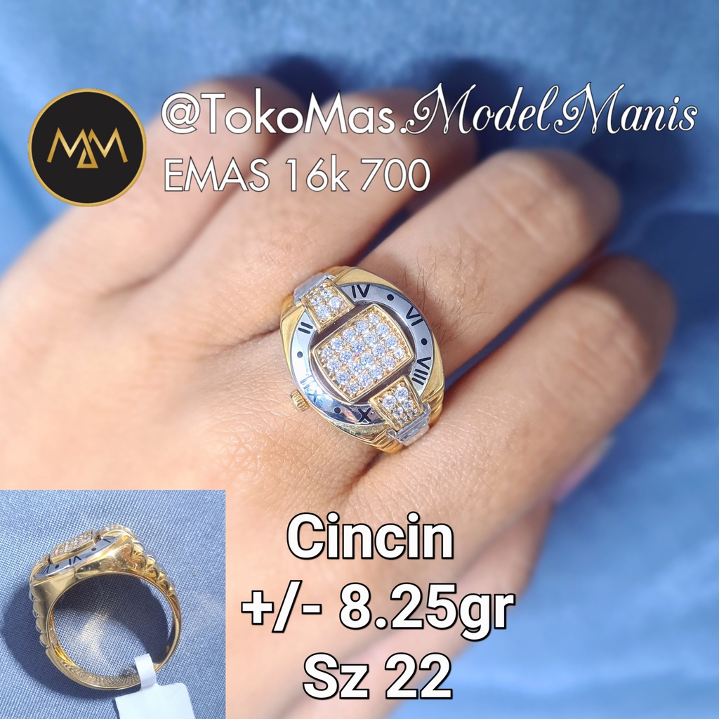 Cincin Jam Romawi emas kuning 700 kadar 16k