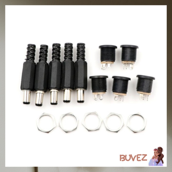 DOU 10PCS SOKET JACK POWER DC 12V 3A MALE  FEMALE BAHAN PLASTIK PREMIUM
