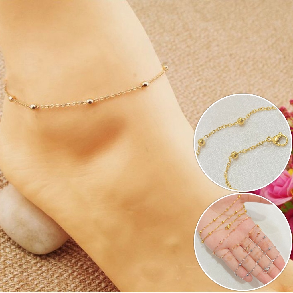 Gelang Kaki Titanium Rantai Model Jedar Rantai Berjarak Untuk Wanita Simple