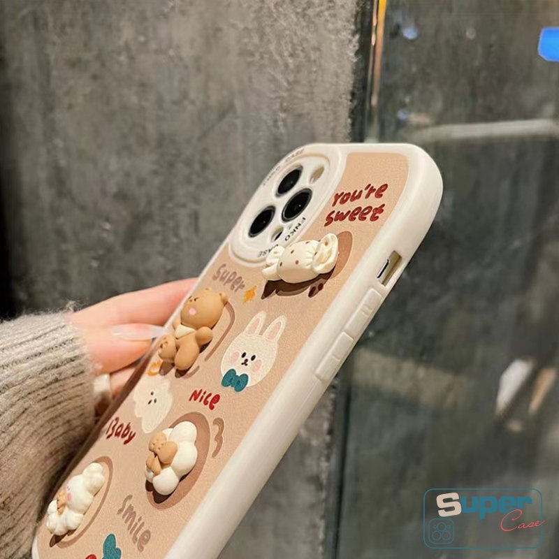Sweet Case Realme C30 C55 C35 C15 C25 C25Y C31 C21Y C25s C12 10 PRO+8 8i 9i C11 GT C20A C3 C21 C17 C20 8Pro 6i 5i 6 5s 5mainan Boneka 3D Kartun Lucu Beruang Kelinci Permen Sarung Soft Cover