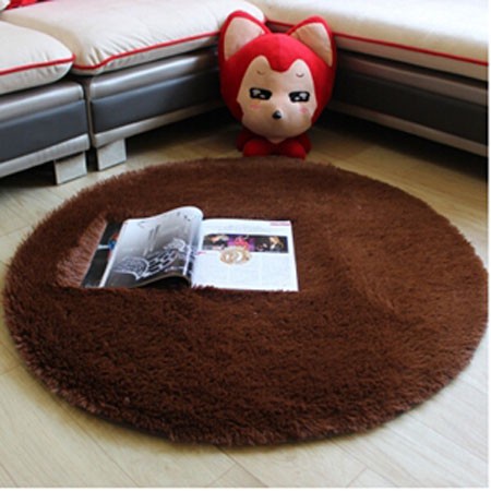 Karpet Bulu Model Bulat Diameter 80cm - Brown(U8F9) Karpet Bulu Rasfur (POLYFOAM) READY KARPET BULU 