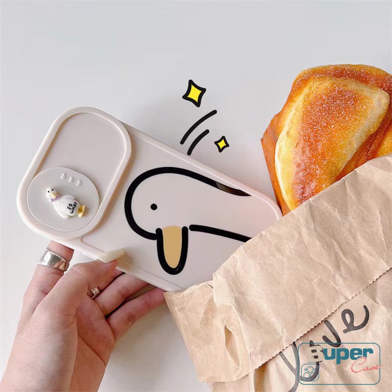 Soft Case TPU Motif Kartun Bebek 3D Untuk iPhone 11 XR 7 8 Plus 7Plus 8Plus 11 12 13 Pro MAX X XS MAX