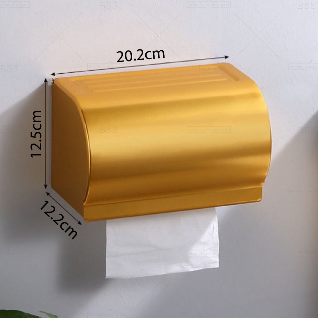 Tissue Roll Dispenser Tempat Tissue Gulung Gold Stainless Kotak Tisu Roll Paper Box dengan Tatakan HP