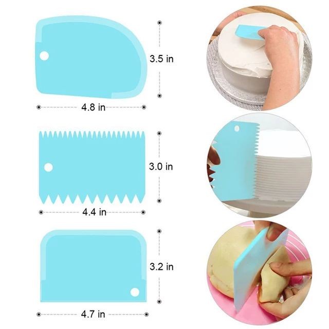 Osakashop - Scraper Set 3 pc Alat Pemotong Adonan Penghias Kue Buttercream Fondant