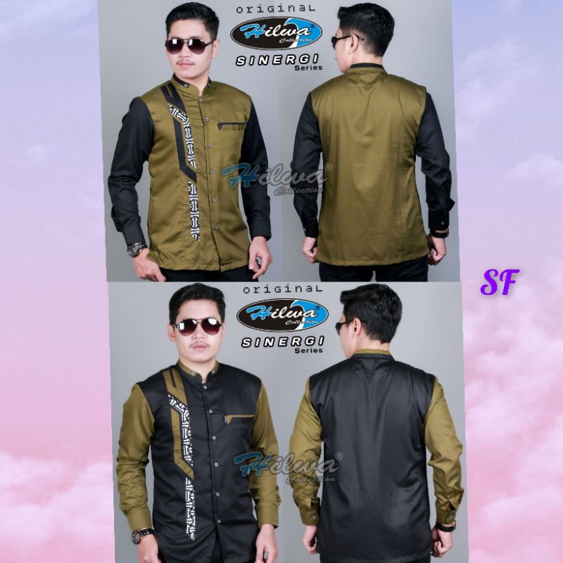 Baju koko sinergi lengan panjang list batik /koko hadroh/seragam hadroh