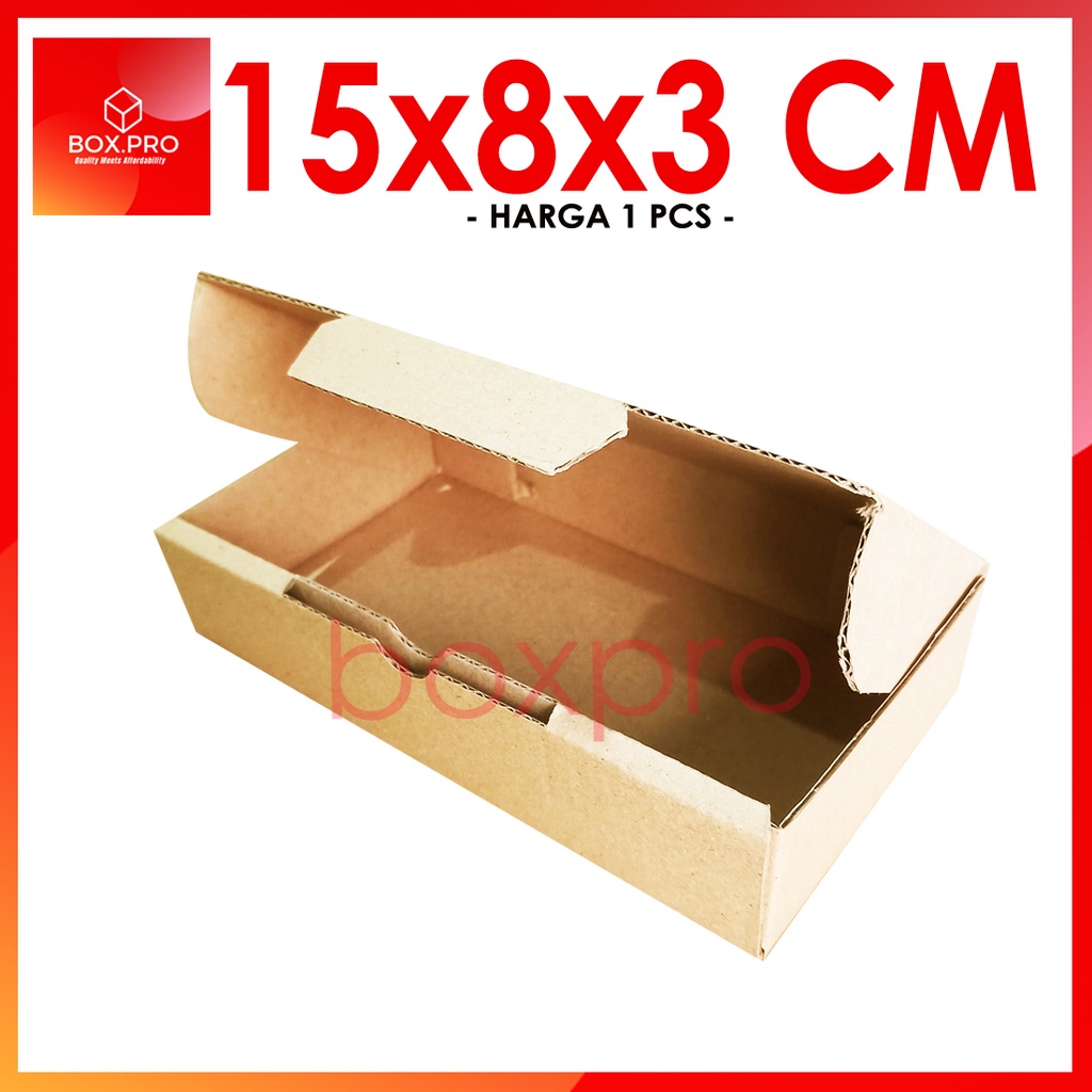 

Kardus Dus uk 15x8x3 cm (ECER) Die Cut Box Kotak Packing Aksesoris Baju Makanan Pizza Hijab Kue