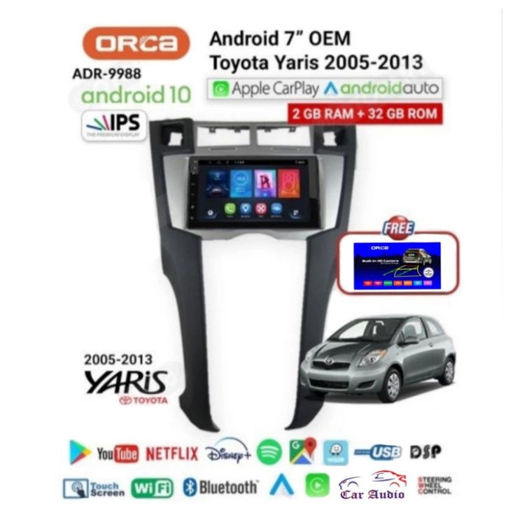 Head Unit Yaris Android 7 inch ORCA ADR 9988 Ram 2 Gb Rom 32 Gb