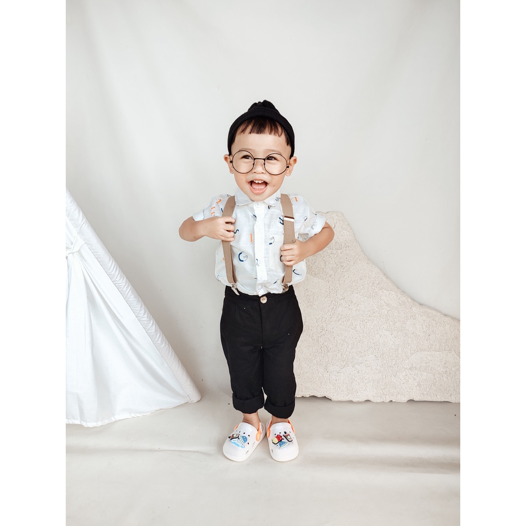 Yobebee Kemeja Rayon Premium Pattern Tangan Pendek Anak Laki Laki Usia 2 4 6 8 Tahun Baju Atasan Kids Motif Karakter Boy Shirt Model Casual Santai Kemeja Kerah Anak Cowok