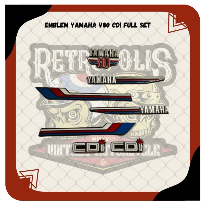 Emblem Yamaha V80 tahun 1981 emblem yamaha V80 emblem v80 logo v80 emblem set yamaha v80