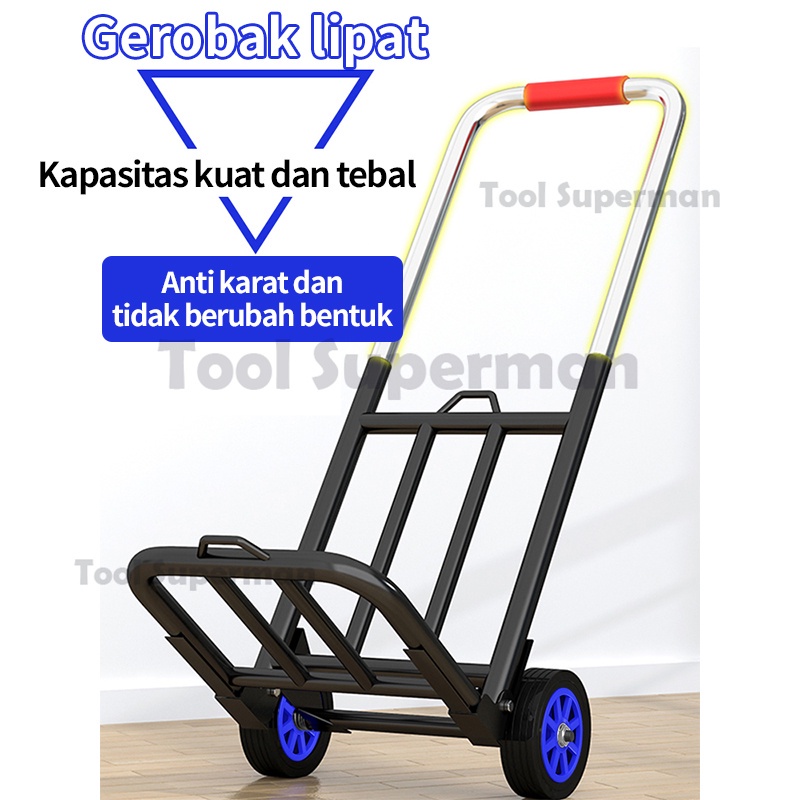 Tool superman Keranjang Serbaguna, Keranjang Belanja, Keranjang Belanja, Keranjang Angkut Lipat, mudah dibawa, 2 roda, pegangan spon lebih lebar, troli lipat dengan harga grosir