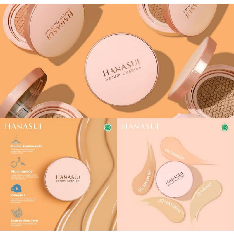 HANASUI Serum Cushion 15g | Foundation | Flawless | Natural Dewy Finish | Perfect Coverage | BPOM