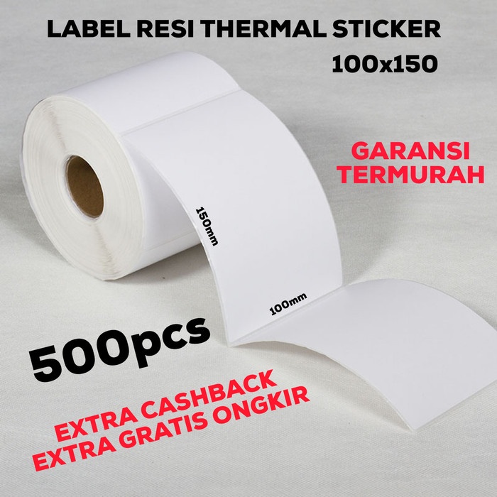 

Kertas Thermal Label Kertas Thermal Sticker Resi 100X150Cm 10 Roll @500Lembar