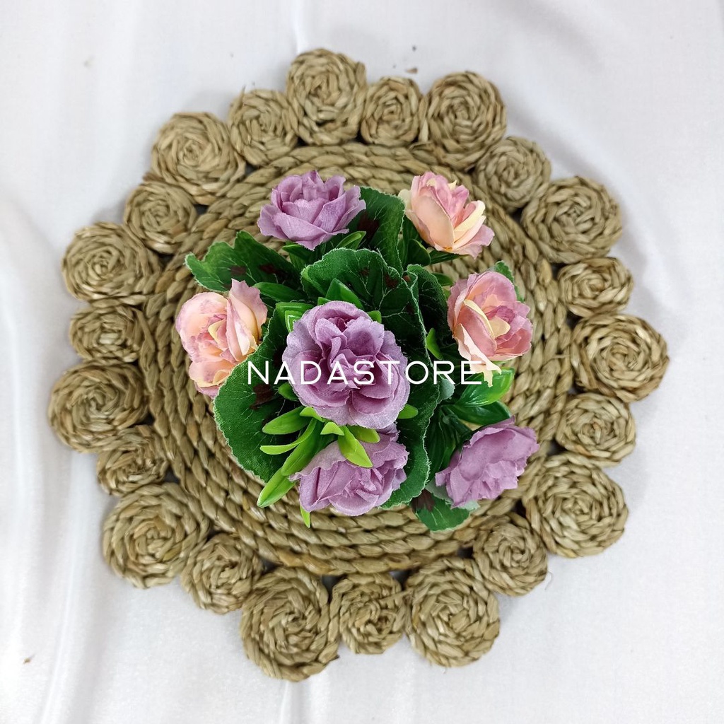 Placemat Seagrass Matahari Natural List Hitam Diameter 35 cm