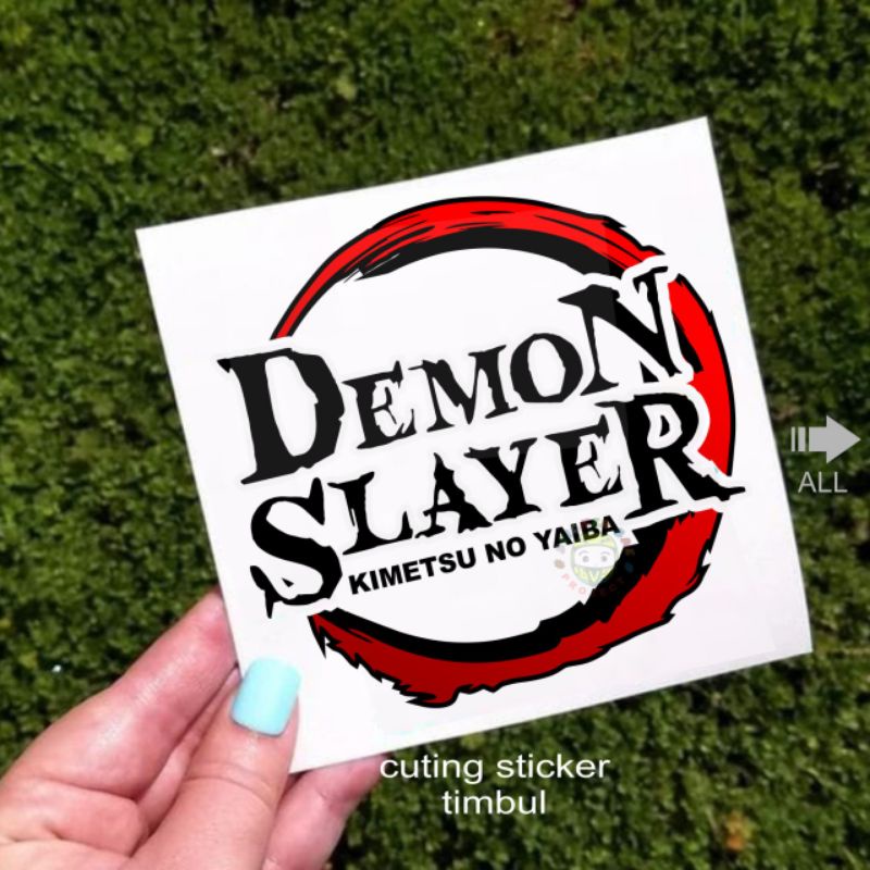 Stiker anime logo demon slayer cuting sticker tumpuk 2 variasi ukuran stikerr motor laptop helm