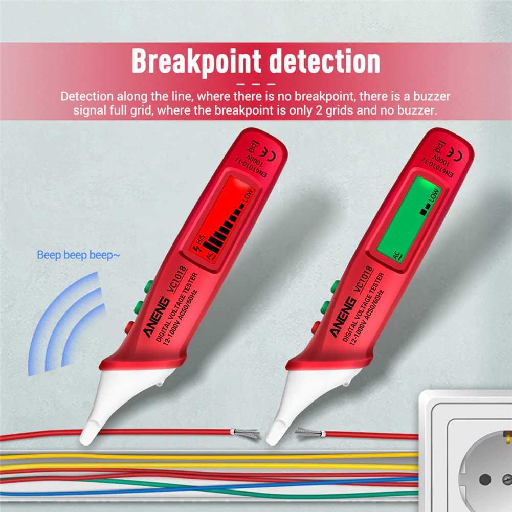 Aneng Vc1017 Vc1018 Vd802 Vd806 Vd700 Pen Tester Sensor Elektrik Digital 1000v Ac Voltase Meter Buzzer Detektor Tester Non Contact Ac Voltage Detector 12 V - 1000 V Tester Pen Tespen Tester Non Contact