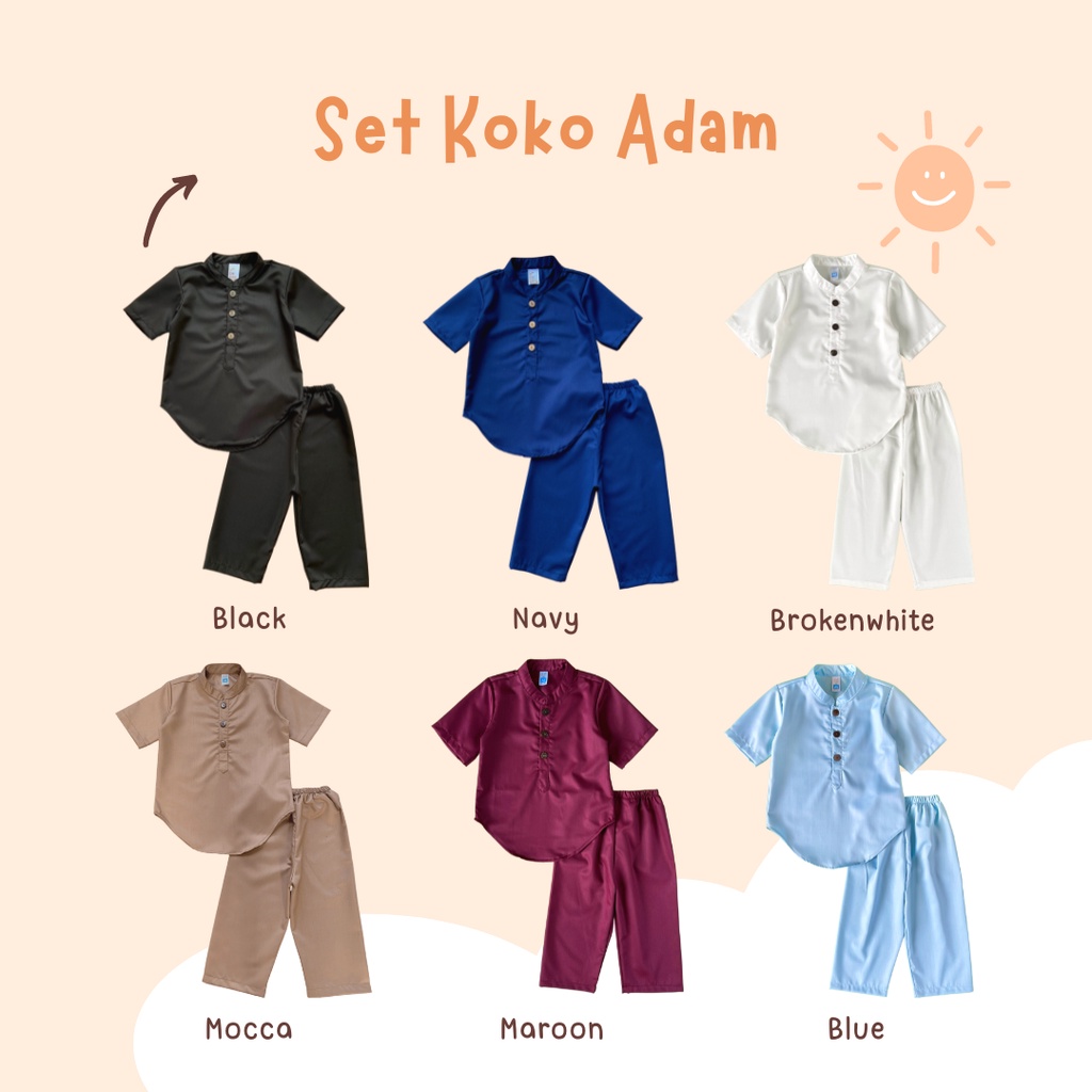 Yobebee Setelan Kurta Adam Anak Usia 2 3 4 6 8 Tahun Baju Muslim Koko One Set Kids Motif Basic Polos Oneset Cotton Model Baju Casual Formal Kerah Chiangi Anak Cowok