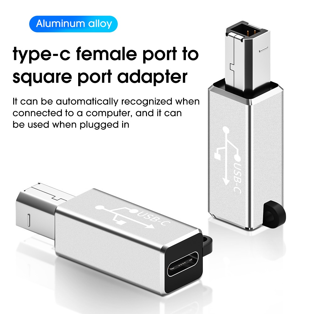 Adapter Konverter Data USB Tipe-C Female Ke USB B Male Anti Hilang Bahan Metal Untuk Printer / Drum / Organ / Piano Elektrik