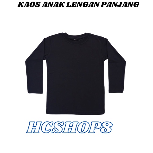 Kaos Anak Lengan Panjang Polos Unisex Cowok Cewek Usia 2-16th