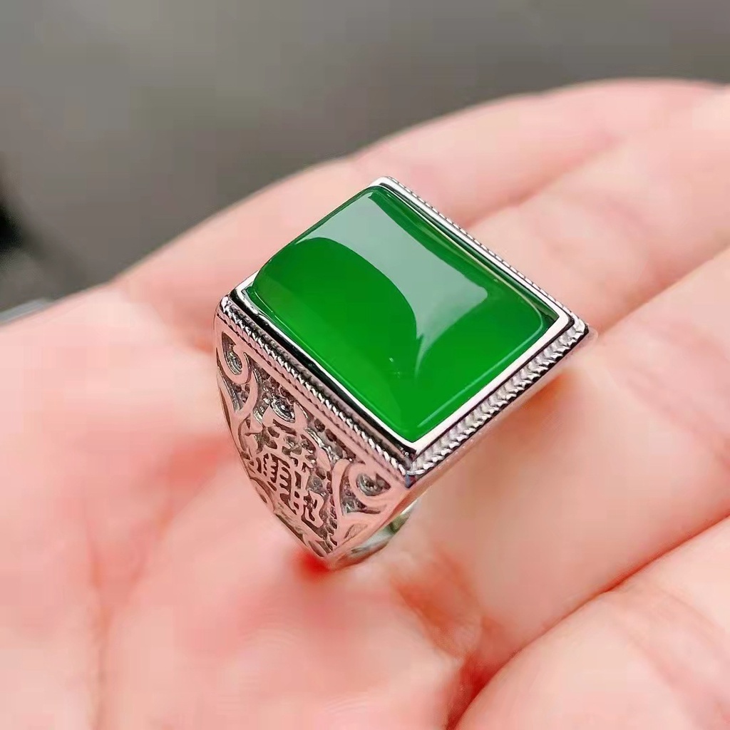 Cincin Model Terbuka adjustable Desain Chrysoprase Untuk Pria