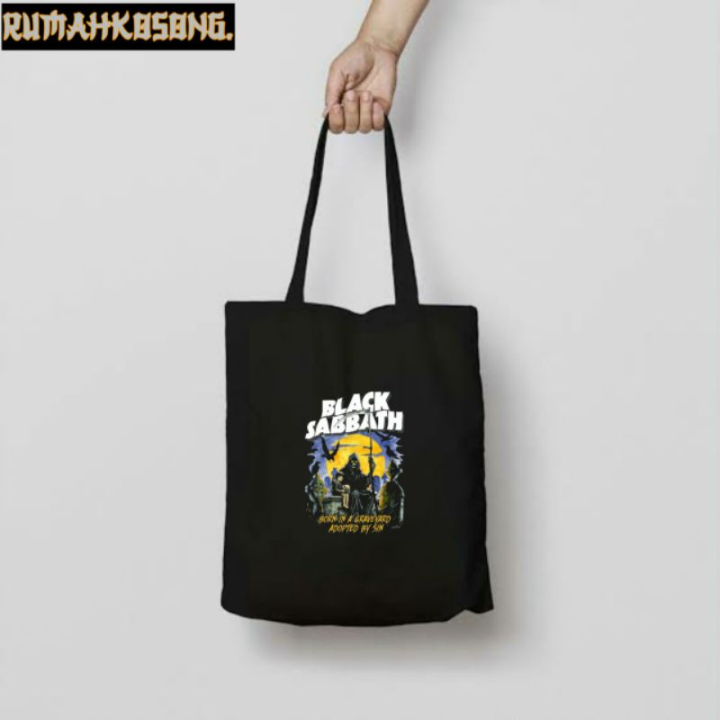 TOTE BAG BLACK SEBBATH / TOTEBAG RESLETING HITAM / TOTEBAG BAND METAL / TAS JINJING / TOTEBAG CANVAS