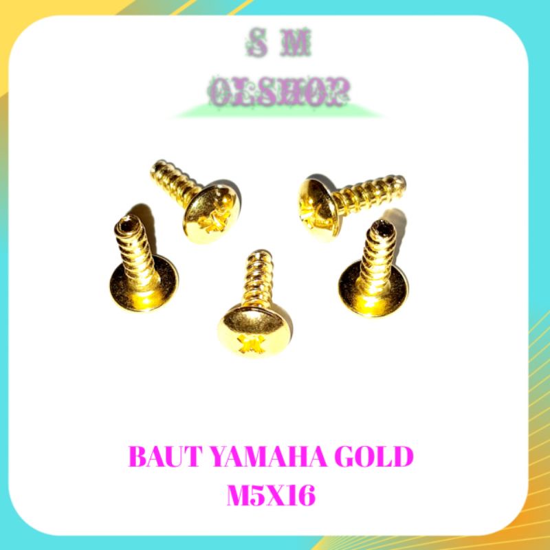 20 PCS BAUT GOLD BAUT ONLY BAUT KLIP YAMAHA GOLD BAUT BODY 5X16 BAUT COVER YAMAHA BAUT KLIP MOTOR YAMAHA SCRUP DRAT KASAR YAMAHA MIO NMAX VEGA JUPITER 5X16