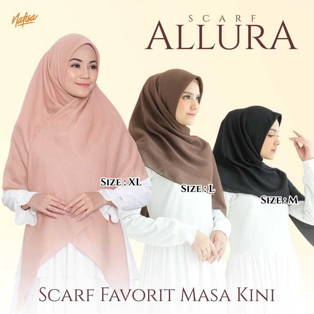 SALE ... Segiempat Polos - Nafisa ALLURA - Scarf Jumbo Original Nafisa Premium Quality Hijab Segiempat Polos Jahit Tepi