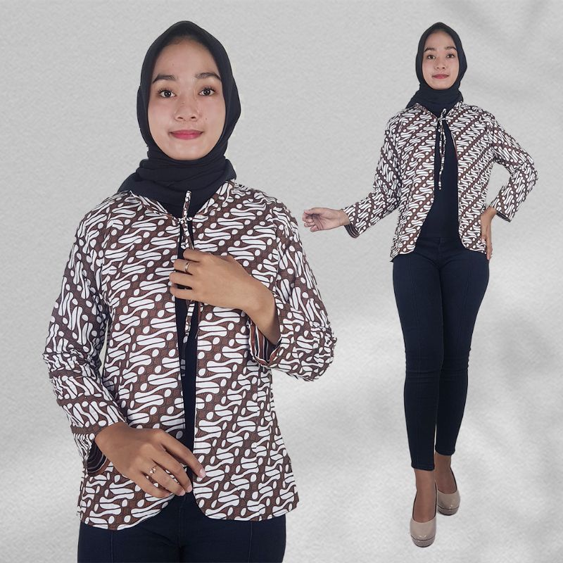 Bolero Batik Sogan Kerah Motif Bolak Balik- Naira Batik