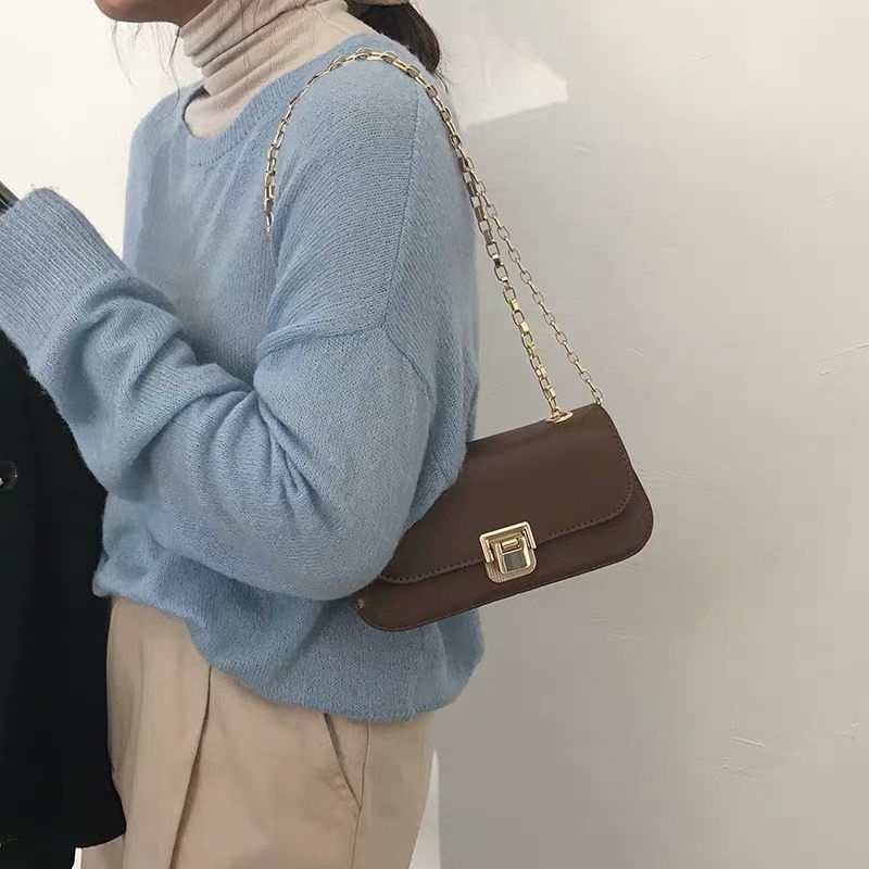 Suhao French niche bag wanita 2022 baru trendi retro tas ketiak tas rantai gaya Barat kelas atas tas messenger all-match