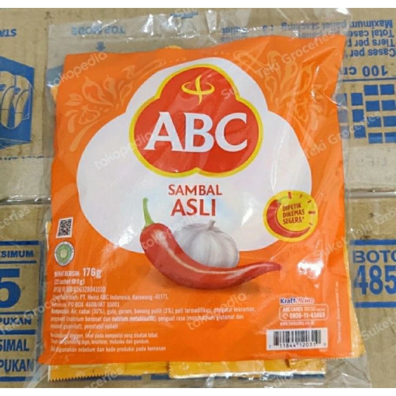 Saus Sambal ABC Sachet Stick 8gr isi 22 per bungkus