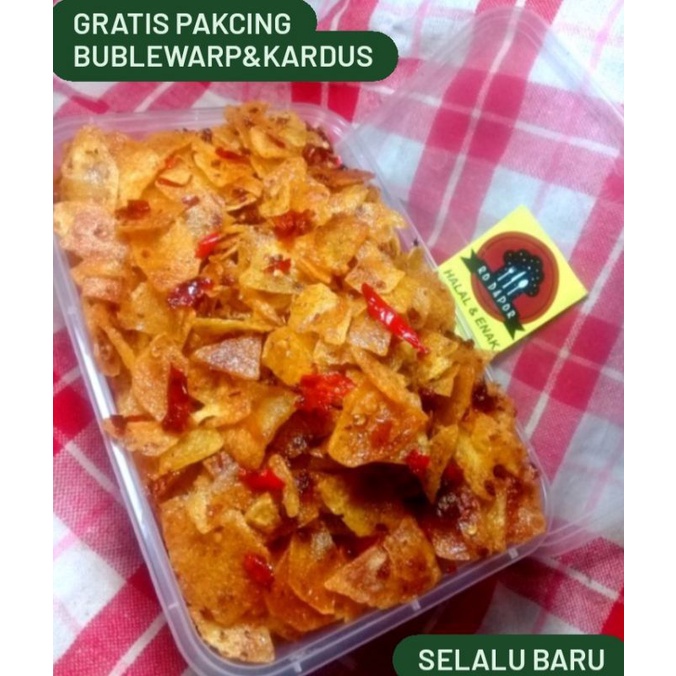 

750ml 500ml 350ml Keripik Kentang Balado sambal bawang CABAI ASLI LAUK SIAP SAJI R.O DAPOR HALAL SELALU BARU OLEH OLEH KHAS SOLO