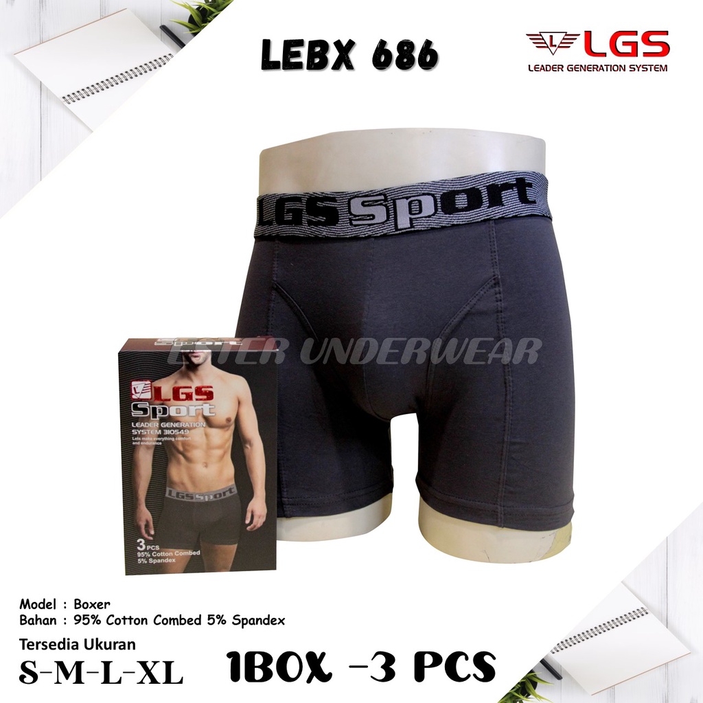 Celana Boxer Pria LGS 686 | Celana Boxer LGS LEMN 686 ISI 3 Pcs