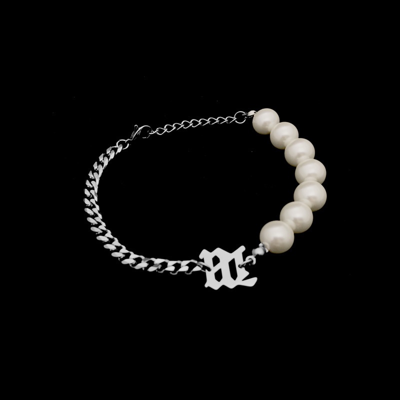 Kalung Choker Rantai Gaya Retro Punk Hip Hop Aksen Mutiara