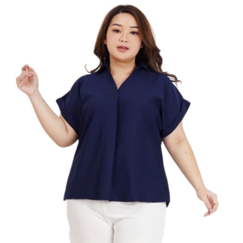 Baju Atasan Wanita Oversize Blouse Jumbo Ld 130 cm Terbaru 2023  Viral Kerah Kemeja Bahan Moscrepe . Blus Wanita Dewasa Big Size Kekinian Murah Jessy