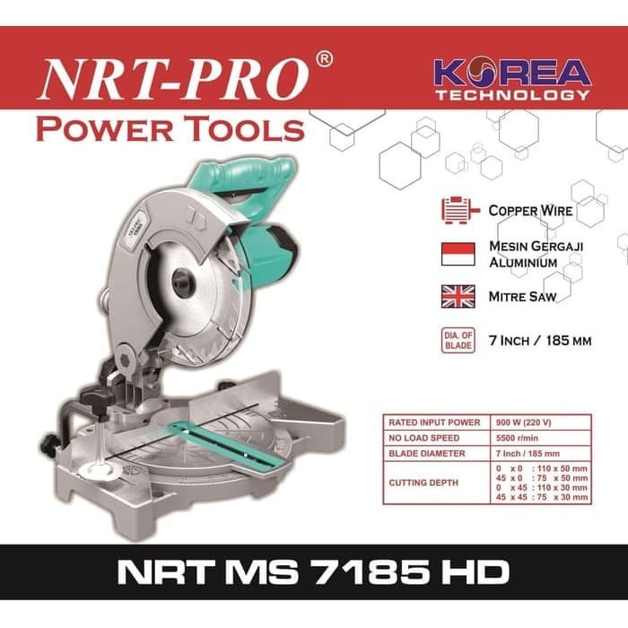 mesin mitre saw 7" NRT Pro 7185HD gulungan tembaga miter saw NRT-Pro