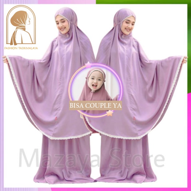 TERLARIS - Mukena Couple Ibu Dan Anak PEREMPUAN Umur 2 - 7 Tahun Bahan Rayon Prenium Mukena Travel M