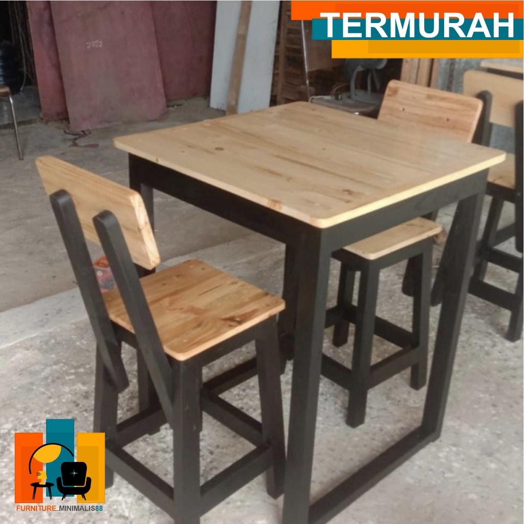 Meja Cafe Set Kursi Sandar  | Meja Kursi Set | Meja Cafe Minimalis | Meja Kursi Vintage | Meja Warko