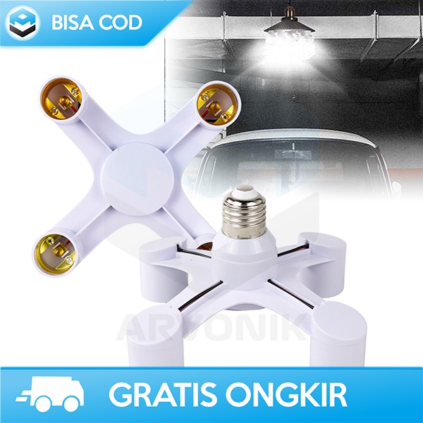 SPLITTER FITTING LAMPU BOHLAM LED LIGHT FITTING CABANG 4 1 SOCKET E27