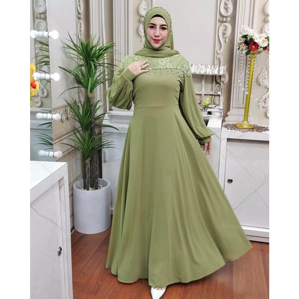 GAMIS CERUTY BEBY DOLL PREMIUM KOMBINASI BRUKAT TILE ORIGINAL / GAMIS PESTA SUPER MEWAH / GAMIS KOND