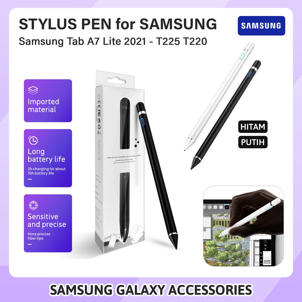 Samsung Galaxy Tab A7 Lite 8.7 inch T225 T220 8,7 inches 2023 2021 Smart Stylus Pen Tablet Pencil Drawing S Pen Android iOs Pensil Gambar Tab Gen 1 Universal