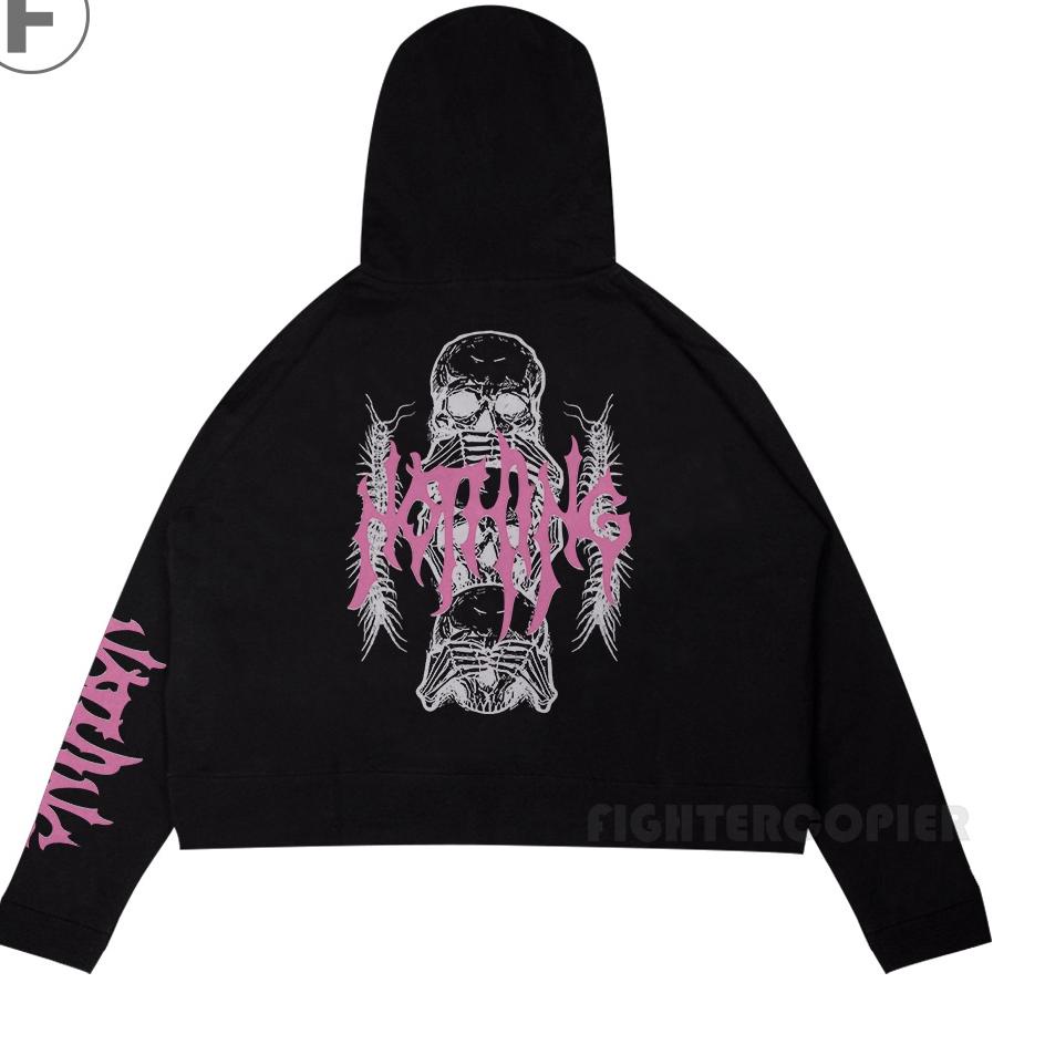 Tren Terbaru Hoodie Crop Oversize Black Nothing Quality Sweater Crop hoodie oversized Hitam Pria Dan