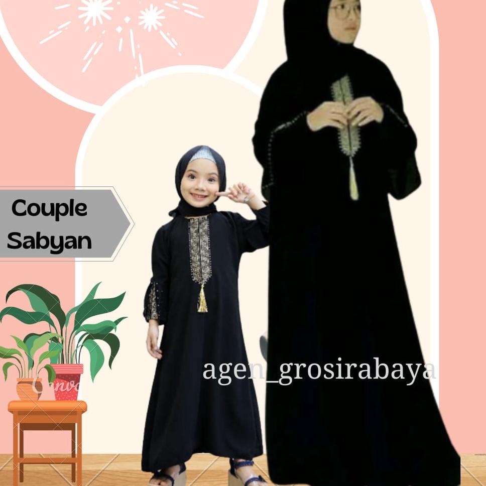 [BKJ.18Oc22ᴶ] Abaya Gamis Sabyan Bonus Ciput Couple Ibu Dan Anak Abaya Hitam Murah Turkey Arab Dubai