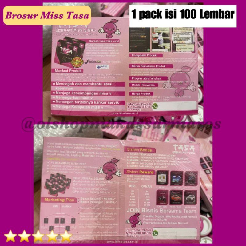 

BROSUR MISS TASA ISI 100 LEMBAR BROSUR TASA BROSUR MURAH BROSUR MARKETING PLAN TESTIMONI