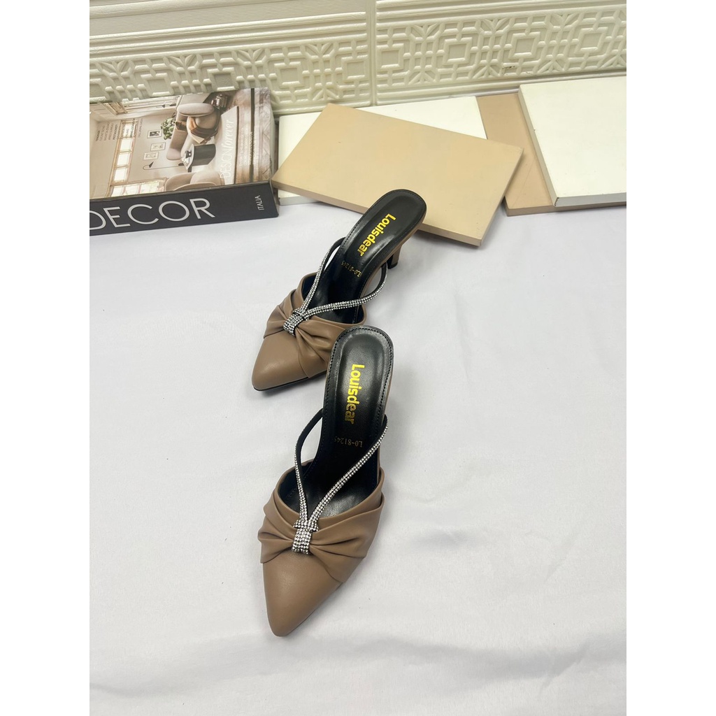 sepatu heel pesta wanita terbaru Louisdear P106 bahan dove 5 cm