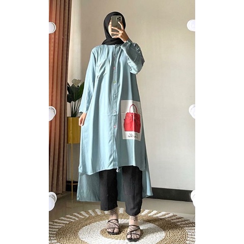 TUNIK ANISA BAHAN TWILL/tunik kekinian bahan rayon twill/outfit kekinian/mini dress