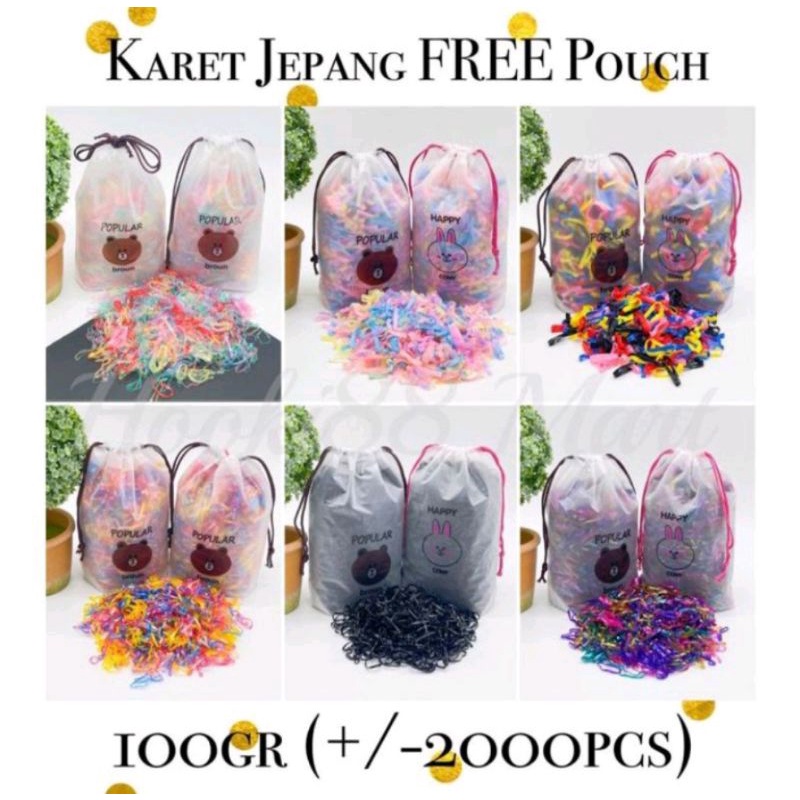 KARET IKAT RAMBUT/KARET JEPANG FREE POUCH