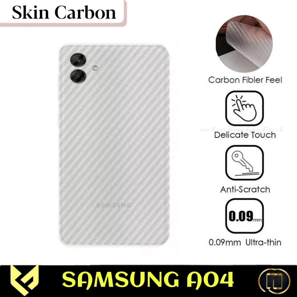 (PROMO PAKET 2IN1) SAMSUNG A04 Anti Gores Layar Free Skin Carbon Pleindung Body Belakang Handphone